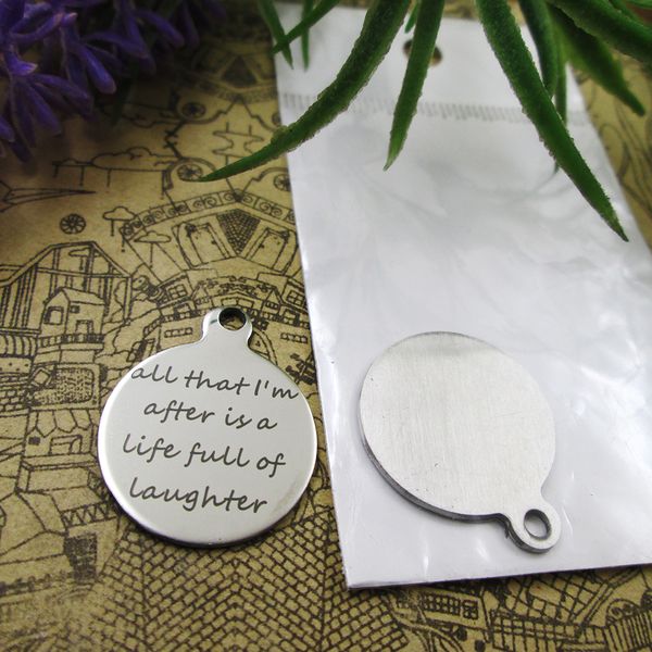 

40pcs--"all that i'm after is a life full of laughter"stainless steel charms more style for choosing diy charms pendants for, Bronze;silver