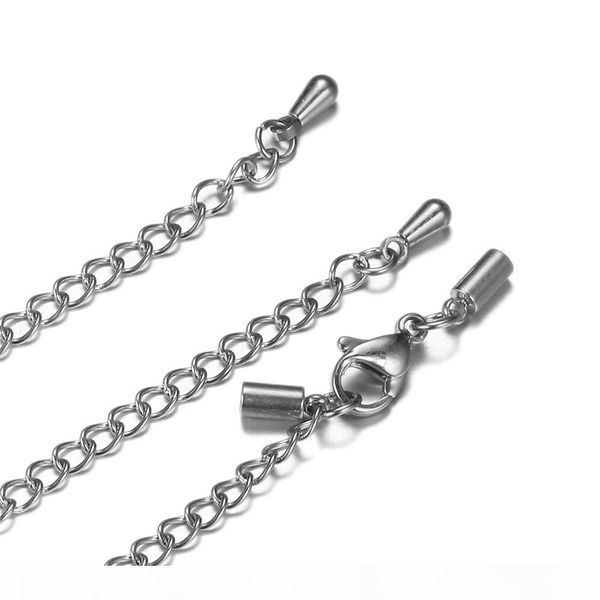 

20pcs lot 5cm silver stainless steel extended&extension chain for jewelry diy chains extender chain drops with lobster clasps diy findings