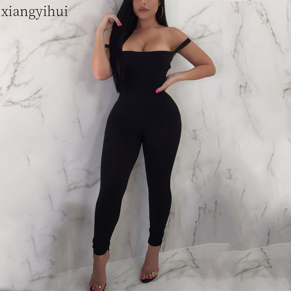 

3 colors women backless bandage rompers black skinny summer sleeveless halter sheath bodysuit female jumpsuits long trouses t200701, Black;white