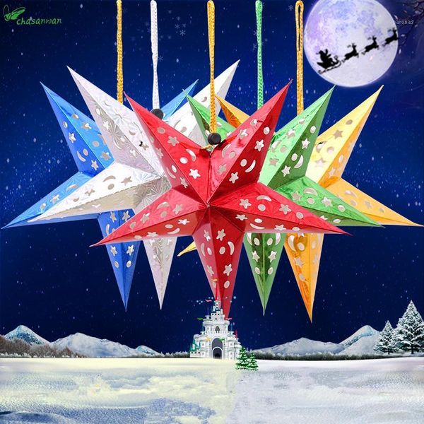 

christmas decorations 1pcs 30cm 3d hollow star ornaments year 2021 for home navidad natal. q1