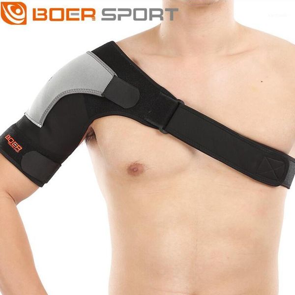 

back support men women shoulder brace gym sports care single guard strap wrap belt band pads black bandage1, Black;blue
