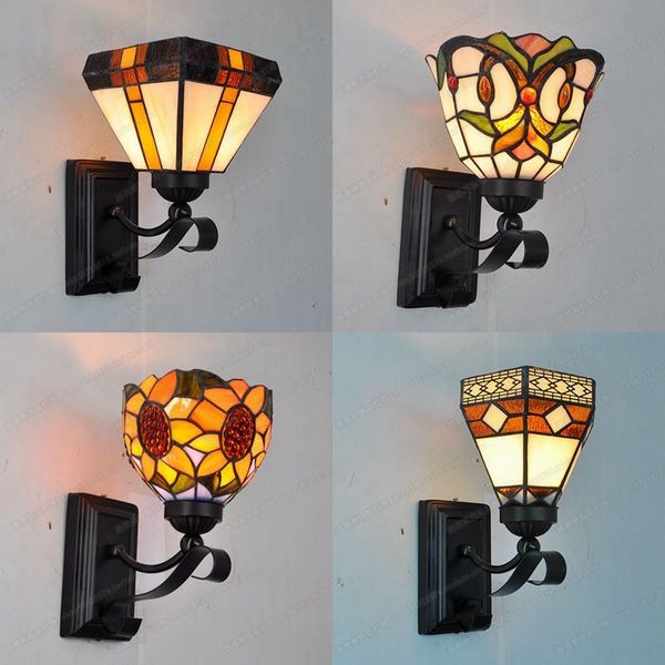 

retro minimalist small wall mirror bedside glass lighting tiffany copper mesh balcony lamp european nostalgia a living room