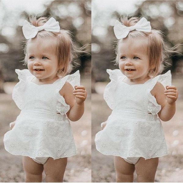 

принцесса девушка white lace ромпер платье новорожденного ребёнки рукава romper одежда хорошее лето малыши девочка outfit