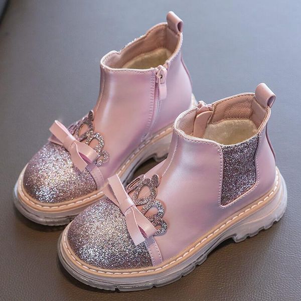 

boots girls lolita autumn and winter little princess leather velvet, Black;grey