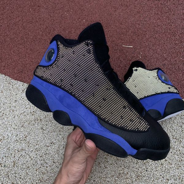 

jumpman mens basketball shoes 13 black hyper royal white 414571-040 navy white gray 13s sports sneakers with box size -13