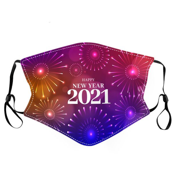 

factory 2021 happy new year designer chrismas party masks washable reuseable face mask digital printed protection cotton pb19m