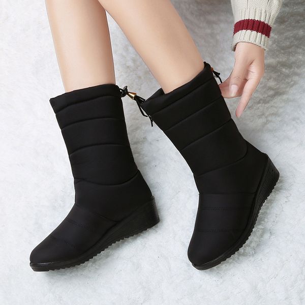 

ankle down snow waterproof tassel winter shoes women warm fur black boots female botas mujer 1026