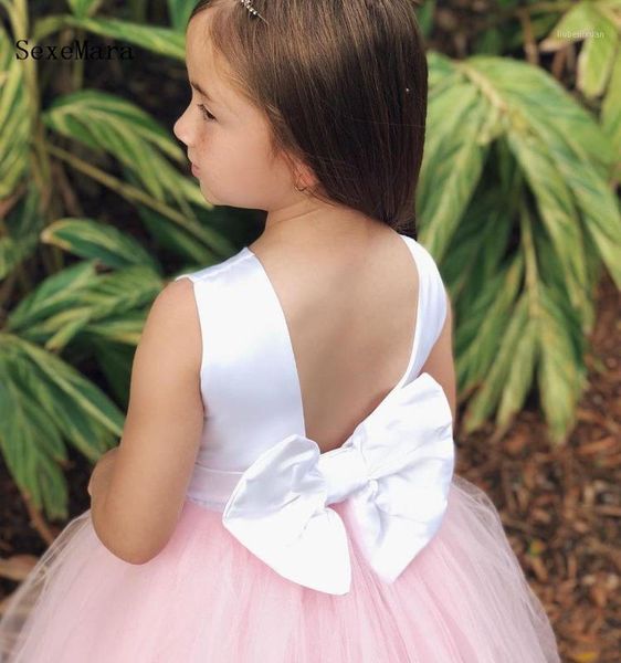 

customized new flower girl dresses white pink first communion dress for little girl v back a-line birthday party gowns1, Red;yellow