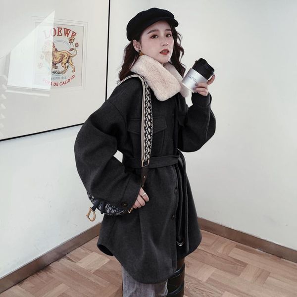 

2020 new winter korean fashion solid sweet loosethick coat for women 203, Black