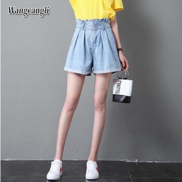 

мода плюс размер женщин шорты джинсы летние джинсовые шорты высокая талия крышка живота ворде брюки широкие ноги брюки 026 #, Blue