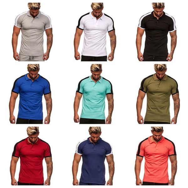 

2019 summer polo shirt lapel men's short t-shirt trend half sleeve top, White;black
