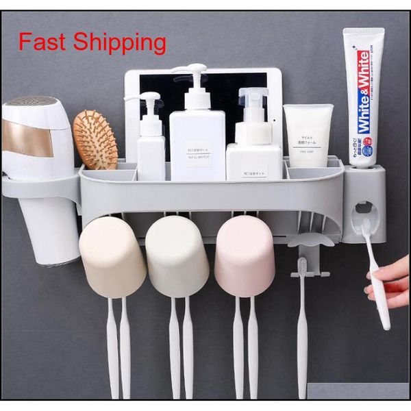 

multifunction toothbrush holder set with hair dryer rack,bathroom organizer storage,wall mounted matic to qylhth bdesports