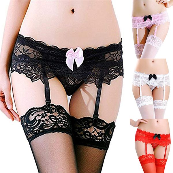 

women's lace lingerie garter belt set with butterfly panty does not contain t socks new underwear temptation, Black;white