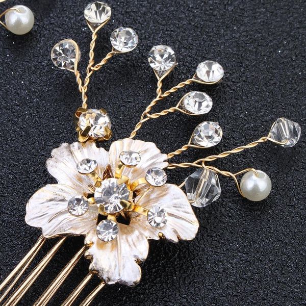 

qyy classic flower gold colors crystal alloy hair combs clips wedding hair accessories bride bridesmaids for hairdo bbyhmw lipper, Silver