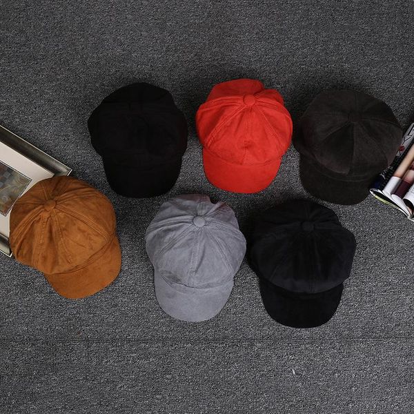 

berets fashion octagonal caps for women men solid plain beret hat autumn winter artist painter cap female male sboy, Blue;gray