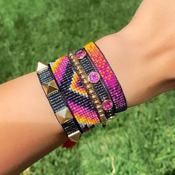 

charm bracelets go2boho miyuki bracelet for women 2021 fashion jewelry gift luxury rhinestone pulseras femme jewellery mexican beads, Golden;silver