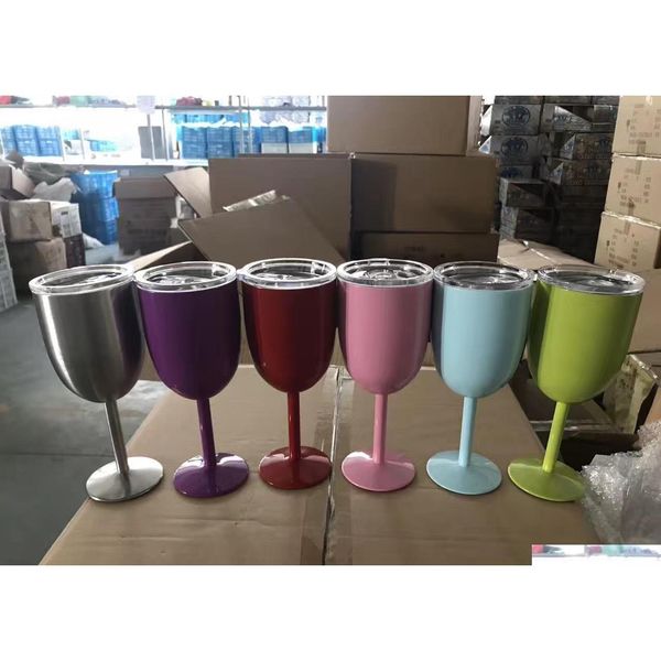 

10oz wine glasses vacuum insulated stainless steel wine goblet cocktail and beverage cups 10 color rqycv