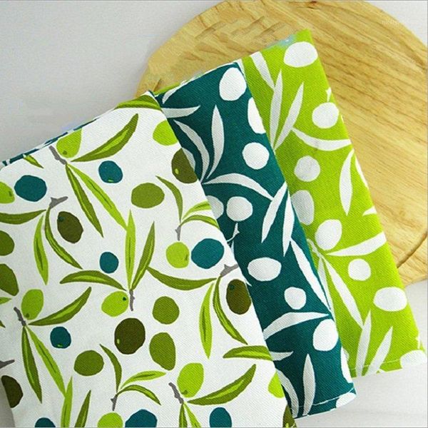 

new arrival olive printed towels cotton table napkins 3pcs wipe towels kitchen napkins restaurant placemats home party1