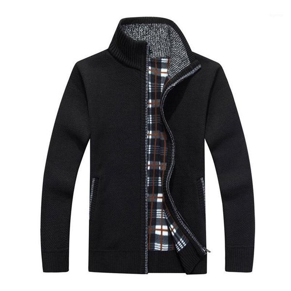 

plus size thicken knitwear sweater mens zipper winter outwear fashion casual warm coat cardigan 2020 new d881, Black;brown