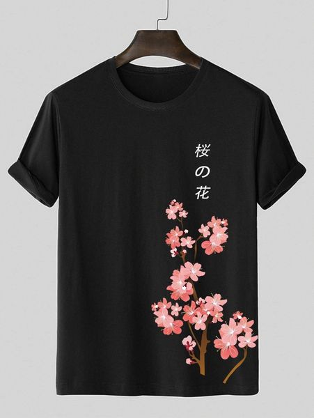 

men sakura and japanese letter graphic tee w6ev#, White;black