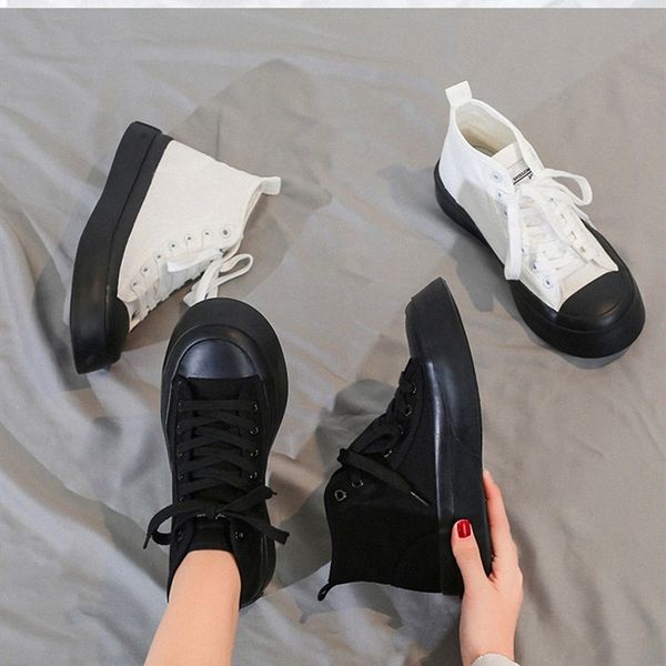 

women sneakers canvas casual shoes ladies fashion new casual high-shoes women's platform flats vulcanized shoes korea style #gd3c