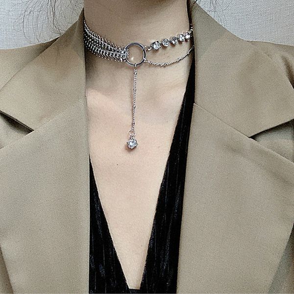 

women pendant necklaces trendy link chain metal water drop party necklace fashion new elegant jewelry, Silver
