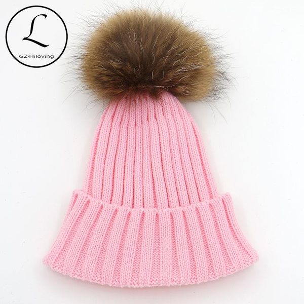 

beanies gzhilovingl big pompoms custom knitted pom beanie hat for women men winter natural raccoon fur warm hats china factory