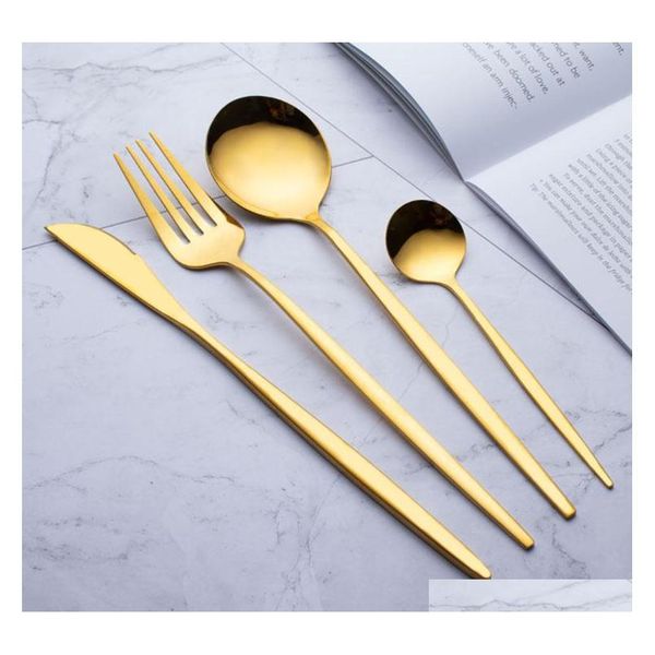 

410 stainless steel cutlery dinnerware 4pcs black gold flatware set stainless steel cutlery set knife jllktt yy_dhhome
