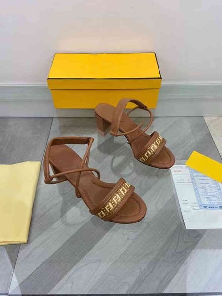 

slip leather non woven open toe sandals luxury 7cm thick heels size 34-42, Black