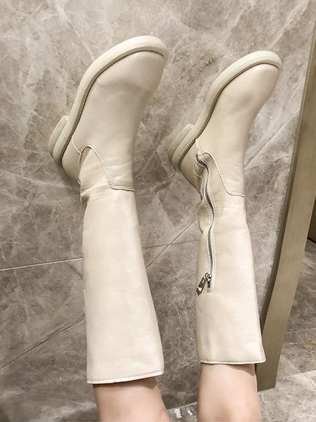 

shoes boots women new 2020 luxury designer low heels booties leather booties round toe clogs platform zipper fashion rubber, Black