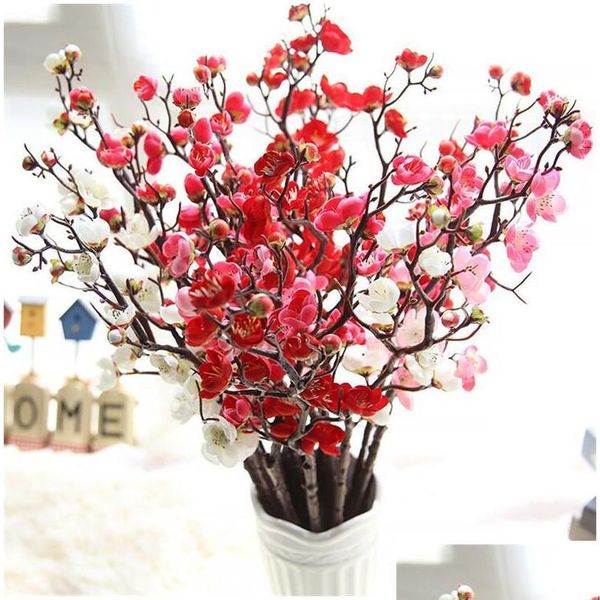 

60cm 4color artificial flowers cherry blossom 10pieces/lot home table vase office wedding flower party dec jllfff lucky2005