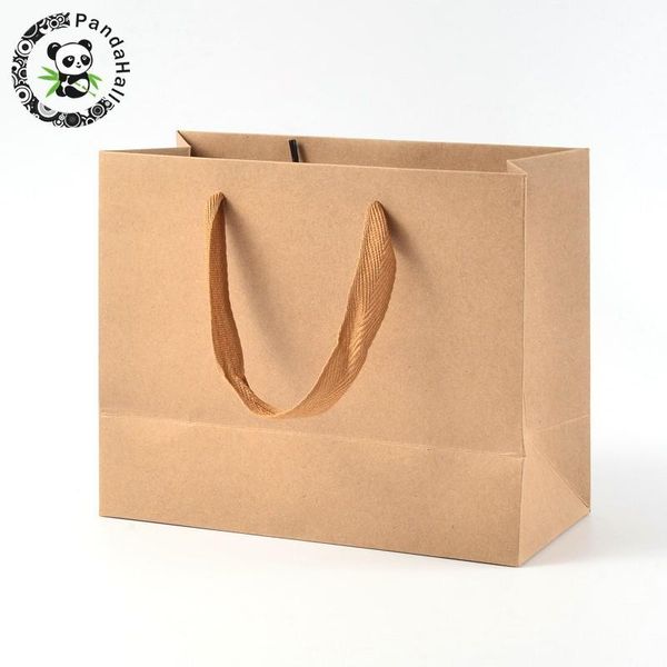 

22x18cm 27x21cm rectangle kraft paper pouches gift shopping bags, with nylon thread, burlywood, Pink;blue