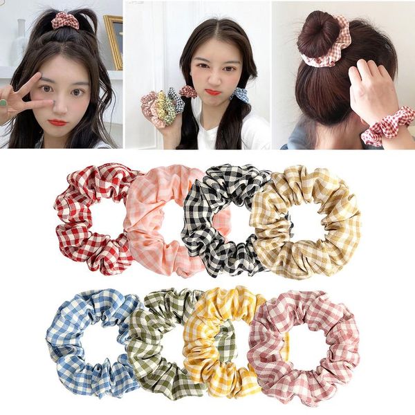 

8шт клетчатки для волос scrunchie ponytail галстука петли мода пони хвостовой держатель полоса кольцо 8p bbyvjt, White;golden