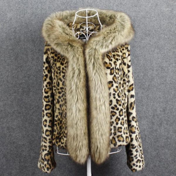 

leopard fur coat female new winter korean version warm big imitation fur coat female thick hooded woolen coats wq24791, Black