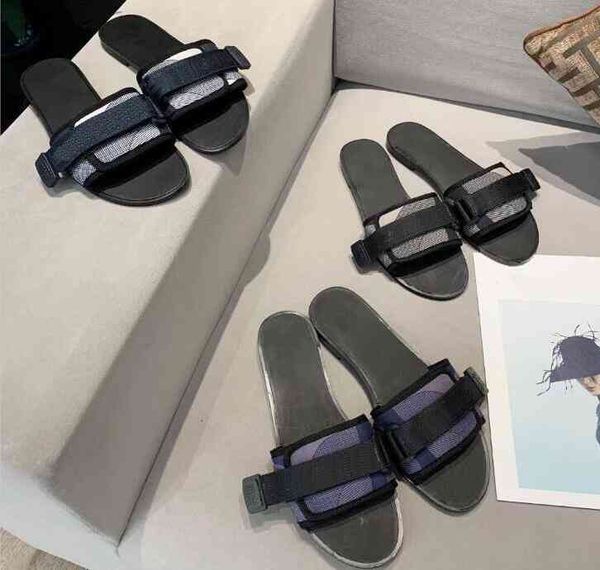 

summer designer sandals flat slipper fashion beach woman big head letters slippers with box size 35-42, Black