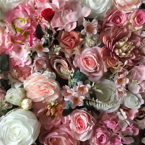 

spr artificial silk flower wall decoration1