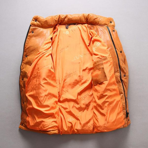 

men's leather & faux 2021 yellow men winter thick genuine jacket plus size 3xl russian slim fit casual sheepskin down coat, Black