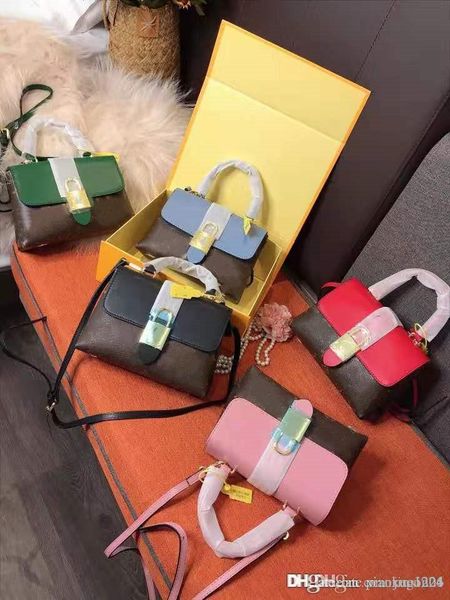 

new designer women's bag classic old canvas with leather flap handbag various colors laser lock with box