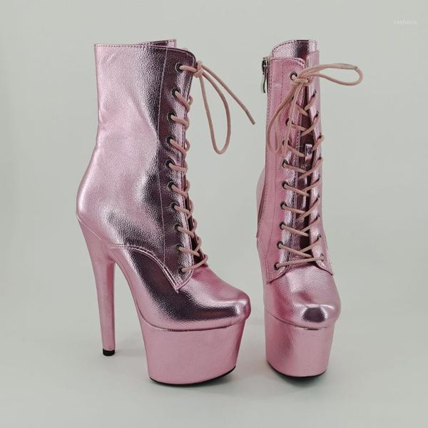 

leecabe 7inch shinny pink women's platform pole dancing high heels shoes1, Black