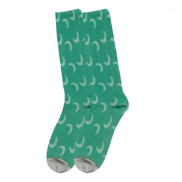 

harajuku socks women shiny elastic crescent pattern cute socks colorful streetwear girls fashion long1, Black;white