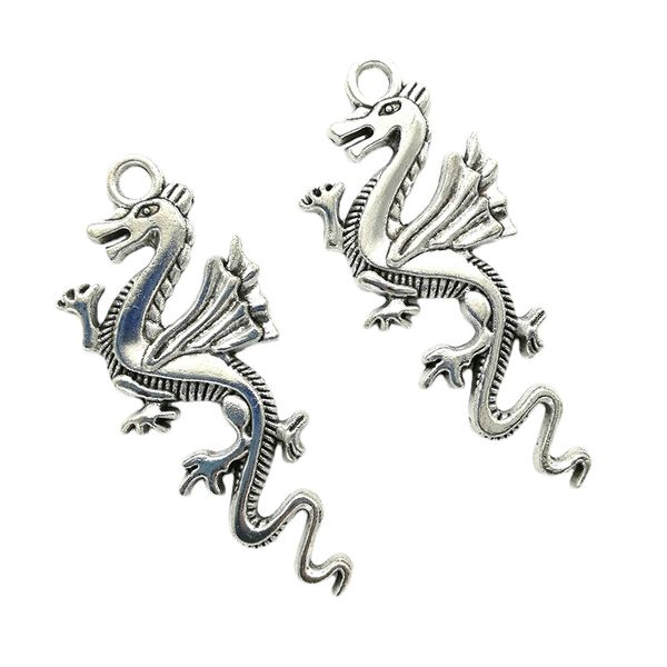 

lot 50pcs pterosaur dragon antique tibetan silver charms pendants for jewelry making diy necklace bracelet earrings pendant 49*20mm dh0797, Bronze;silver