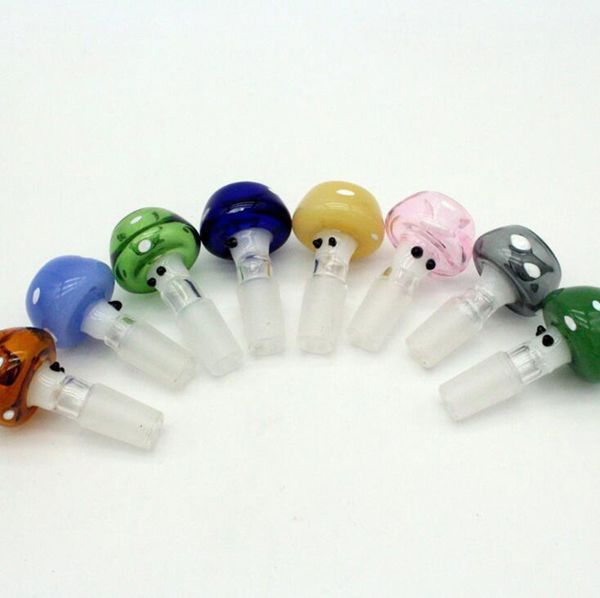 Forma di fungo colorato Vetro spesso Erba Tabacco Impianti petroliferi Parrucca Wag 14MM 18MM Interfaccia maschio Giunto Pipa ad acqua Narghilè Bong Imbuto Ciotola DHL