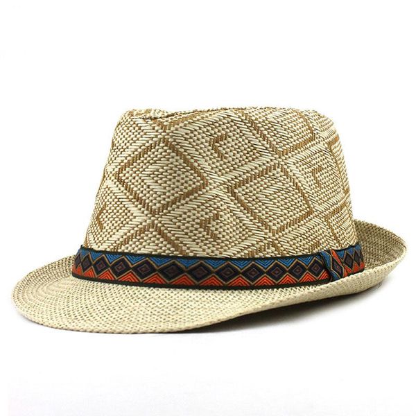 

flb] 2019 fashion summer beach hat large brim jazz sun hat casual panama hat straw women men cap f348 sqcxst pingtoy, Black;white