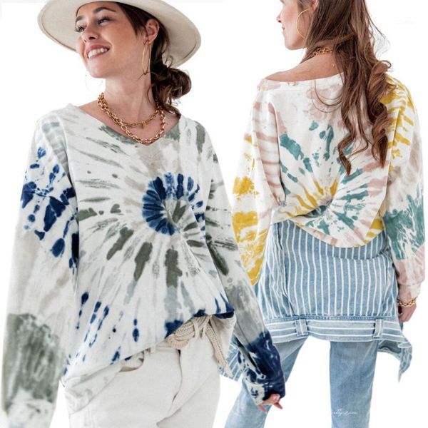 

women's hoodies & sweatshirts fashion women ladies long sleeve tie-dye print spring autumn loose casual pullover sweatershirt1, Black