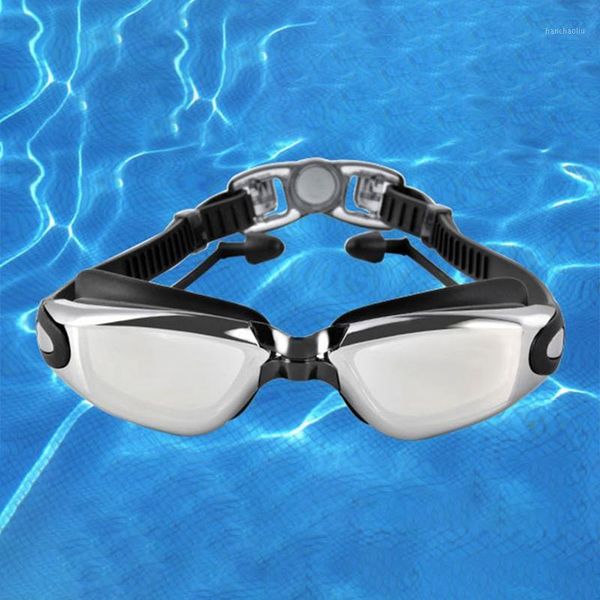 

goggles swimming high-definition waterproof anti-fog cap ear plugs nose clip suit three sets1