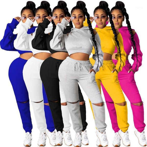 

women tracksuit two piece set autumn winter long sleeves crop and long tight pants 2 piece outfits clothing women1, Gray