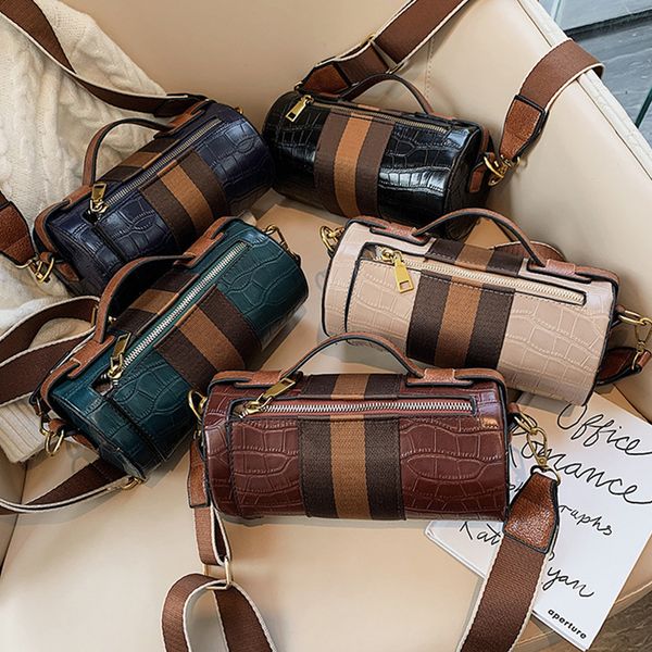 

casual barrel stone pattern shoulder bag woman bags simple alligator handbags ladies messenger crossbody bag designer clutch ins c1016