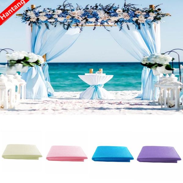 

5meter/lot sheer crystal organza fabric tulle roll silk flower arches wedding event party table runner decoration 5zsh800