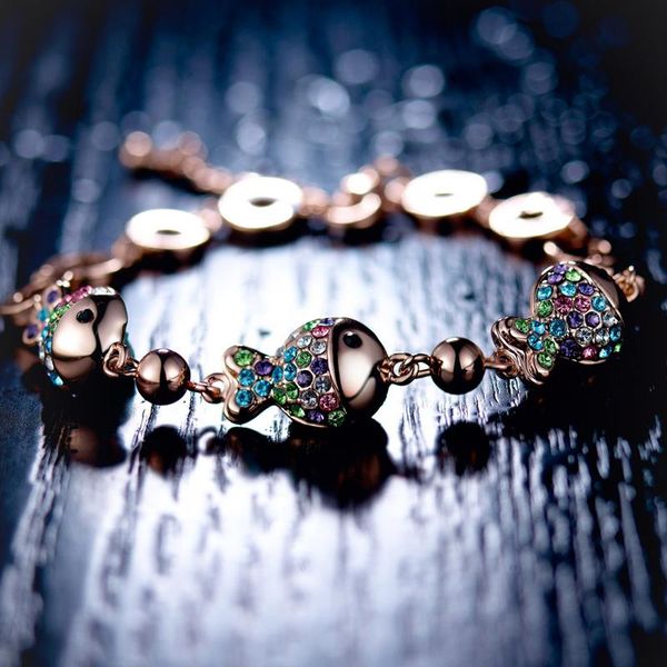 

yiwu wholesale market jewelry bangle with austrian crystal fish bracelet for new year ing, Black