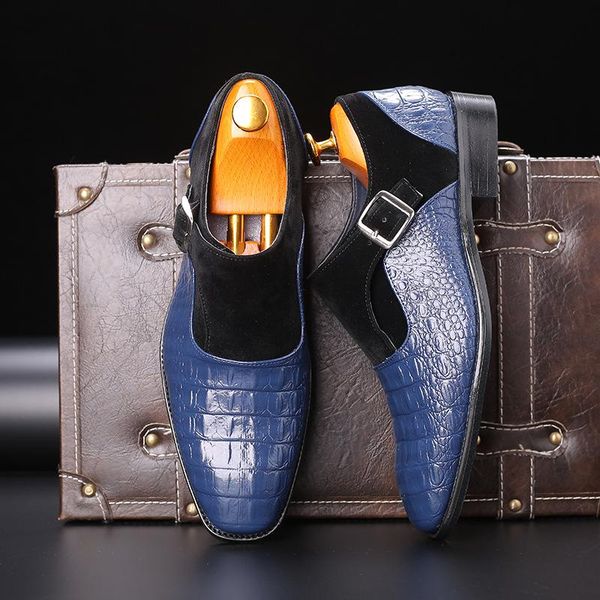 

brand new pu leather fashion men business dress shoes pointed buckle formal shoes big size male party wedding footwear, Black